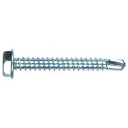 Hillman Self-Drilling Screw, 1/4"-14 x 1 in, Zinc Plated Steel Flange Hex Head External Hex Drive 599340